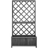 vidaXL vrtna sadilica s rešetkom crna 70x30x135 cm od masivne jelovine | shoptok.hr