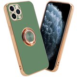 Cadorabo Ohišje, združljiv z Apple v sijajni svetlo zeleni barvi - Zlato z obročem - Zaščitni pokrov iz fleksibilnega silikona TPU, z zaščito pred kamero in držalom magnetnega avtomobila, (20593942) | Shoptok.si