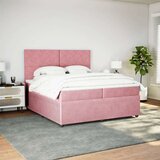 vidaXL Box spring postelja z vzmetnico roza 200x200 cm žamet, (21305406) | Shoptok.si