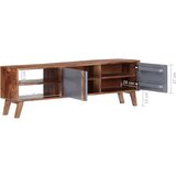 TV ormarić sivi 140 x 30 x 45 cm od masivnog drva šišama | shoptok.hr