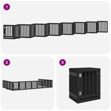  Vrata za pse s vratašcima 15 panela sklopiva 750 cm drvo topole Crna 50 x 60 x 2 cm | shoptok.hr