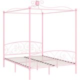 The Living Store Posteljni okvir z ogrodjem za baldahin roza kovinski 180x200 cm - Posteljni Okvir, (21493235) | Shoptok.si