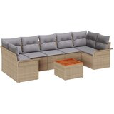  8-delni vrtni sofa set z blazinami bež poli ratan akacija | Shoptok.si