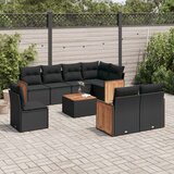  Vrtna sedežna garnitura 9-delna z blazinami črn poli ratan, (21066082) | Shoptok.si