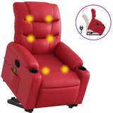 Maison Chic masažni naslanjač - Relax naslanjač s funkcijo vstajanja rdeče umetno usnje, (22061979) Cene