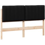  Tapecirani uzglavlje Smeđa i crna 140 cm Čvrsto borovo drvo | shoptok.hr