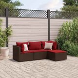 Maison Chic Seti vrtnega pohištva - Vrtna garnitura - Vrtni pohištvo set 4-delna z blazinami rjav poli ratan, (21817294) | Shoptok.si