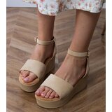 D/CEO Dark beige eco-suede platform sandals Ganra | Shoptok.si