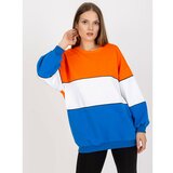 Fashion Hunters RUE PARIS basic oversize orange and blue sweatshirt Cene