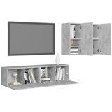  4-dijelni set TV ormarića siva boja betona konstruirano drvo | shoptok.hr