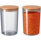 Madame coco Yuviera Set kutija za čuvanje hrane sa drvenim poklopcem, 2kom, 1500ml, 12x12x18cm, Sive | Eponuda.com