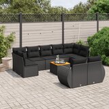 vidaXL 10-dijelni set vrtnih sofa s jastucima crni od poliratana | shoptok.hr