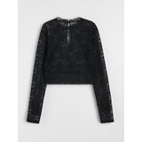 Sinsay Čipkasti donji crop top dugih rukava | shoptok.hr