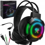 led rgb igralne slušalke 5.1 z mikrofonom usb aux + adapter