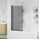 Ekran za kadu i tuš Crna 68 x 130 cm Staklo s temperaturom