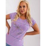 Fashion Hunters Light purple cotton blouse of larger size Cene