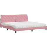 vidaXL Postelja z vzmetnico roza 200x200 cm žamet | Shoptok.si