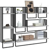  6-dijelni set zidnih polica siva boja hrasta konstruirano drvo | shoptok.hr