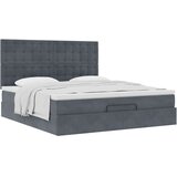 vidaXL Otomanski posteljni okvir z vzmetnicami siv 200x200cm žamet | Shoptok.si