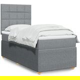 vidaXL Box spring postelja z vzmetnico svetlo siva 90x190 cm blago | Shoptok.si