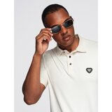 Ombre Men's stylish stretch fabric polo shirt - cream | Shoptok.si