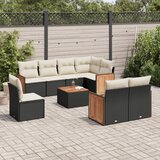 Maison Chic Seti vrtnega pohištva - Vrtna garnitura - Vrtni pohištvo set 9-delna z blazinami črn poli ratan, (21805008) | Shoptok.si