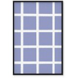  Slika - Lines and Symmetry - Expressive White Grid on a Blue Background 60x90 U crnom drvenom okviru | shoptok.hr