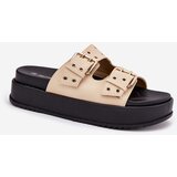 Boto Ladies Sandals With Buckles On Platform Beige Nilatha | Shoptok.si