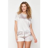 Trendyol Beige Satin Woven Pajamas Set Cene