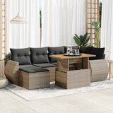 Maison Chic Seti vrtnega pohištva - Vrtna garnitura - Vrtni pohištvo set 7-delna z blazinami siv poli ratan, (21802131) | Shoptok.si