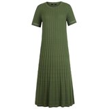 IVKO WOMAN Jednobojna rebrasta haljina sa o-izrezom - zelena Cene