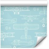  Tapeta - Sketch - Outline of an airplane in white on a turquoise background. 50x1000 Standard | shoptok.hr