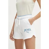 Puma Kratke hlače SQUAD ženske, bela barva, 678704
