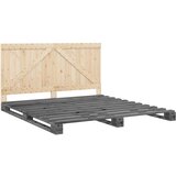  Okvir za krevet s uzglavljem sivi 200 x 200 cm masivna borovina | Eponuda.com