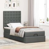 vidaXL Otomanski posteljni okvir z vzmetnico siv 90x190 cm blago | Shoptok.si