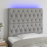 vidaXL LED posteljno vzglavje svetlo sivo 100x7x118/128 cm blago Cene
