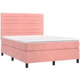  Box spring s madracem LED ružičasti 140x200cm baršunasti | shoptok.hr