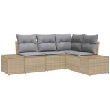  Sjedeća garnitura za vrt 4 kom. Bež poliratan 209 x 154 x 85 cm | shoptok.hr
