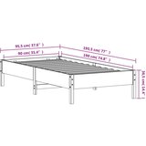  Okvir za krevet bijeli 90 x 190 cm od masivne borovine | shoptok.hr