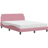  Krevet s madracem ružičasti 140x190 cm baršunasti | shoptok.hr