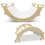  2-u-1 penjalica, ljuljačka s jastučićem, drvena penjalica i ljuljačka - prirodna | shoptok.hr