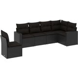  6-dijelni set vrtnih sofa s jastucima crni od poliratana | shoptok.hr