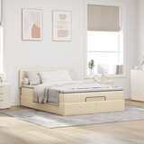  Otomanski krevet s madracem i LED krem 140x200 cm tkanine | shoptok.hr