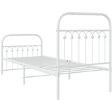 Metalni okvir kreveta uzglavlje i podnožje bijeli 75x190 cm | shoptok.hr