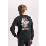 Defacto Boy Regular Fit Crew Neck Back Printed Thick Sweatshirt Cene