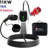 JUNSUN Tip 2 EV Polnilni Kabel za Električna Vozila – 3-Fazni 11KW, Nastavljiv Tok, Prenosni Polnilec 5M s Schuko Vtičnico in Torbico (6/8/10/13/16A), (21989615) | Shoptok.si