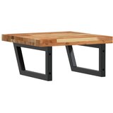  Zidna polica za umivaonik od čelika i masivnog bagremovog drva Smeđa 50 x 50 x 4 cm | Shoptok.si