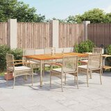  7-dijelni vrtni blagovaonski set od poliratana s jastucima bež 180 cm table length | shoptok.hr