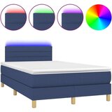  Box spring postelja z vzmetnico LED modra 120x200 cm blago | Shoptok.si