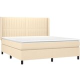  Box spring postelja z vzmetnico LED krem 180x200 cm blago | Shoptok.si